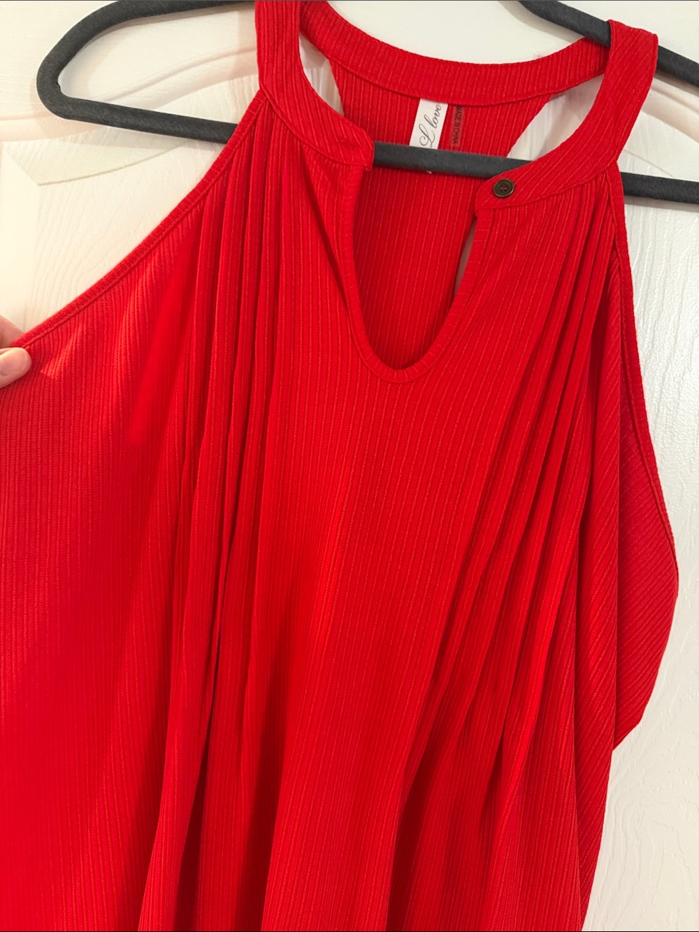 Red Cold-Shoulder Ribbed Camisole - Picture 6 of 6